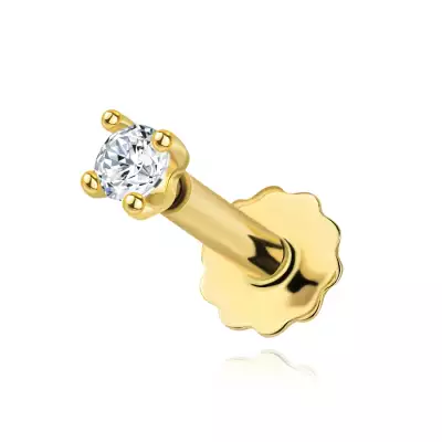 14 karátos arany piercing átlátszó cirkóniával