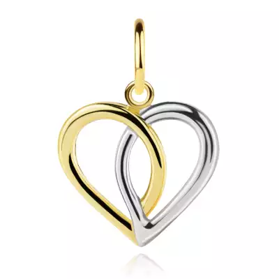 9 karátos arany szív alakú medál összefonódó szárakkal