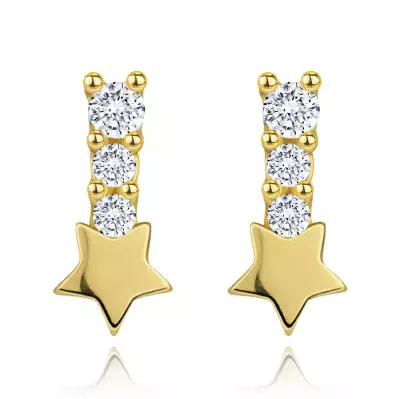14 karátos arany fülbevaló csillaggal, cirkónia sor alatt