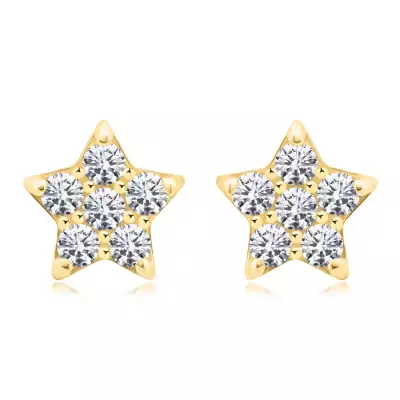 14 karátos arany fülbevaló csillag alakú fülbevalók átlátszó cirkóniákkal