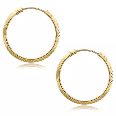 14 karátos arany karika fülbevalók finom oldalgravírozással, 20 mm