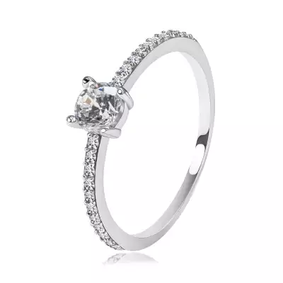 14 karátos fehérarany gyűrű kiemelt átlátszó cirkóniával - Nagyság_ 54