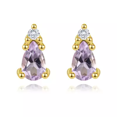 14 karátos arany fülbevaló ametiszttel és gyémánttal