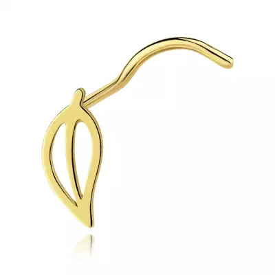 14 karátos arany orrpiercing levél motívummal