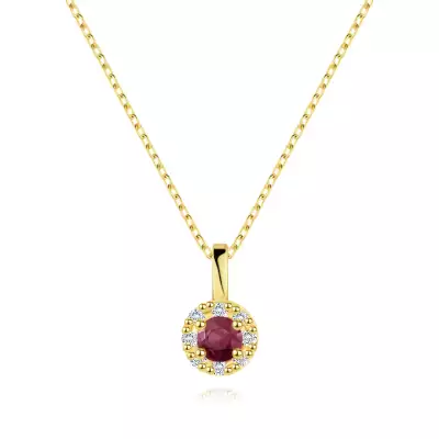 14 karátos arany nyaklánc rubinnal és briliánsokkal
