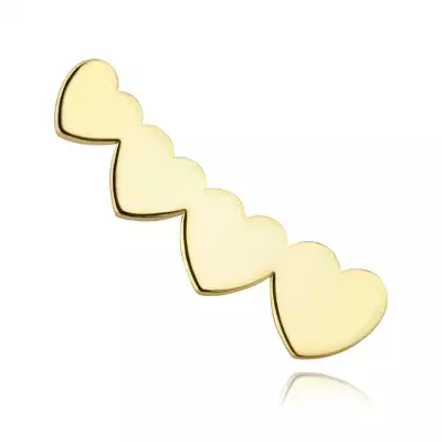 14 karátos arany fülbevaló a jobb fülbe négy szívvel