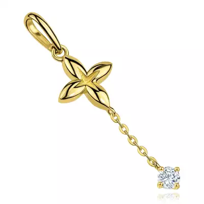 9 karátos arany virág medál cirkonnal a láncon