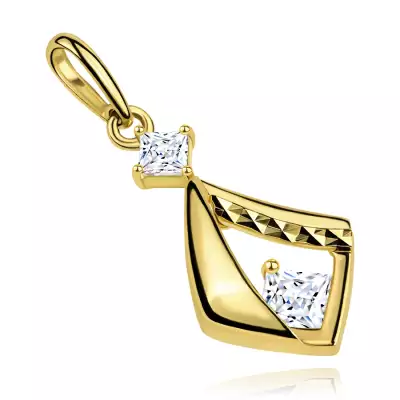 9 karátos sárgaarany medál, rombusz cirkóniával, gyémánt vágású