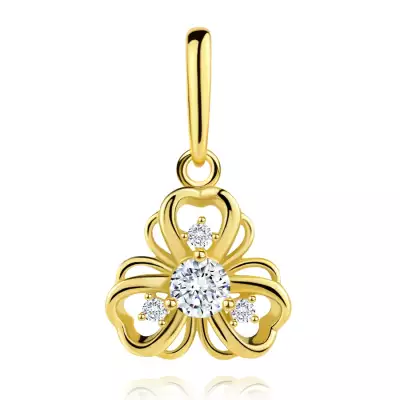 9 karátos arany virág medál réteges szirmokkal és cirkóniával