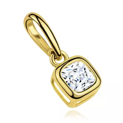 9 karátos arany négyzet alakú cirkónia medál sima széllel