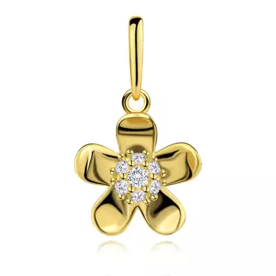 9 karátos arany virág medál cirkónia középponttal