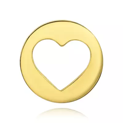 9K arany medál kör alakban, szív kivágással és cirkóniasorral