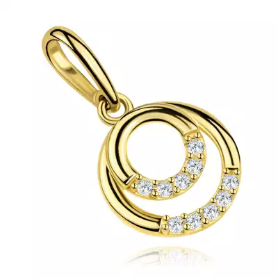 9 karátos arany medál összekapcsolt gyűrűk átlátszó cirkóniákkal