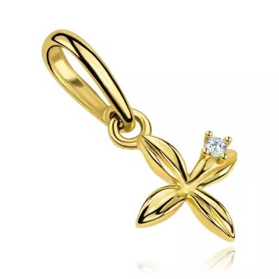 9 karátos arany medál virág cirkóniával és barázdált szirmokkal