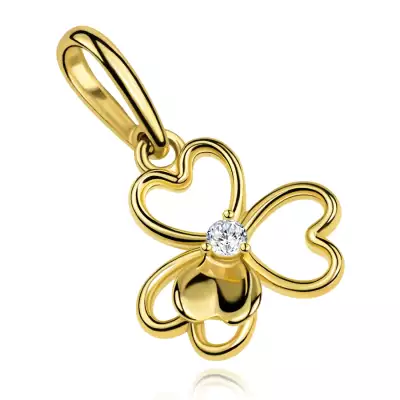 9 karátos arany medál négylevelű lóhere átlátszó cirkóniával