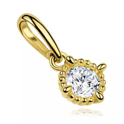 9 karátos arany medál kerek cirkóniával bordázott foglalatban