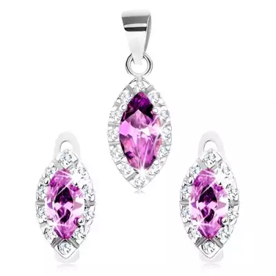 Ródiumozott szett, 925 ezüst, tanzanit színű szem átlátszó szegéllyel