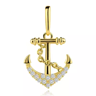 9 karátos arany horgony medál cirkóniával és kötéllel