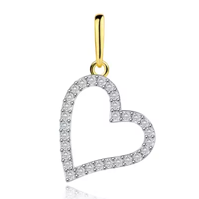 9 karátos arany szív alakú medál cirkónia kövekkel kombinálva