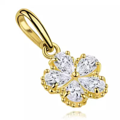 9 karátos arany medál virág átlátszó cirkóniákból