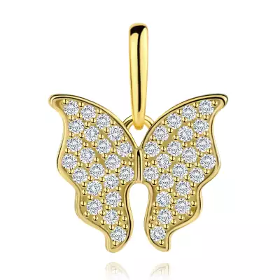 9 karátos arany medál pillangó sziluettel és átlátszó cirkóniákkal