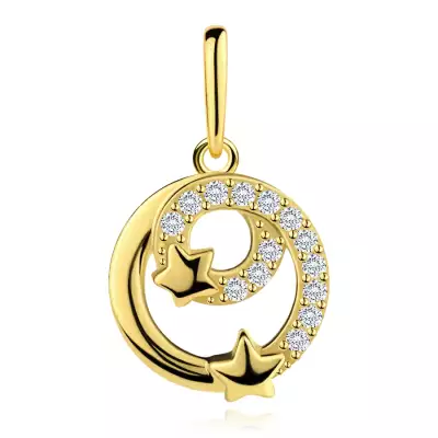 9 karátos sárgaarany medál csillagokkal kettős spirálban