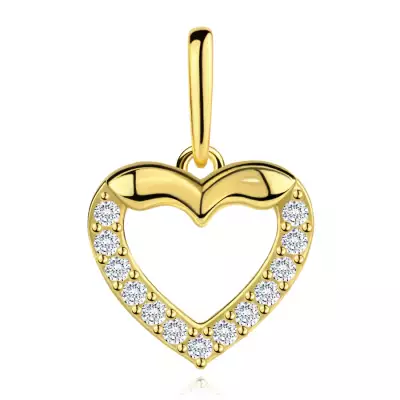 9 karátos sárgaarany medál szív körvonallal és cirkóniaval