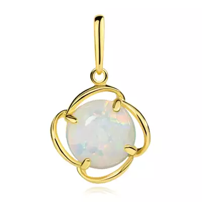 9 karátos arany virág medál szintetikus fehér opállal