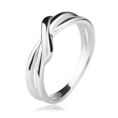 925 ezüst gyűrű - sima hullám, hasított és keresztezett vállak - Nagyság_ 51