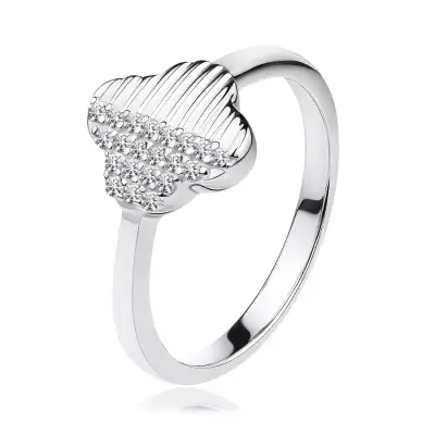 925 ezüst gyűrű - négylevelű lóhere hornyolt és átlátszó cirkóniákkal - Nagyság_ 52