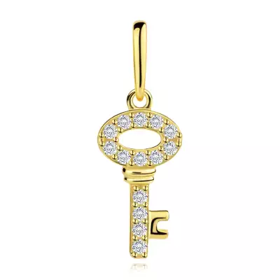 9 karátos arany kulcs medál cirkónia díszítéssel