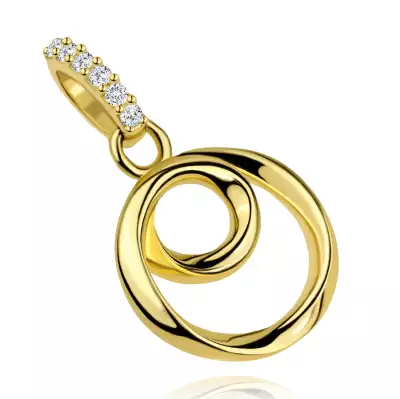 9 karátos sárgaarany medál dupla gyűrűvel és cirkónia kapoccsal