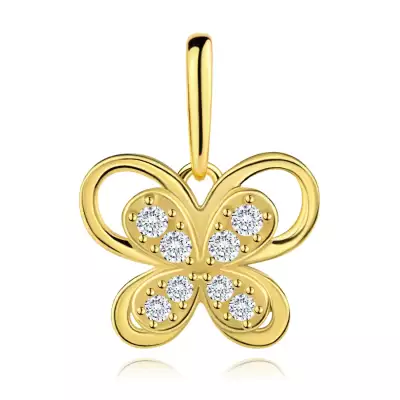 9 karátos sárgaarany medál pillangó formájában cirkóniákkal