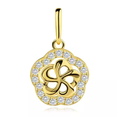 9 karátos sárgaarany medál virággal és cirkónia szegéllyel