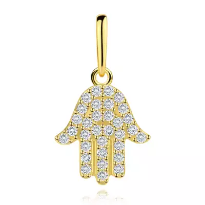 9 karátos sárgaarany medál Fatima keze formájában, cirkóniákkal