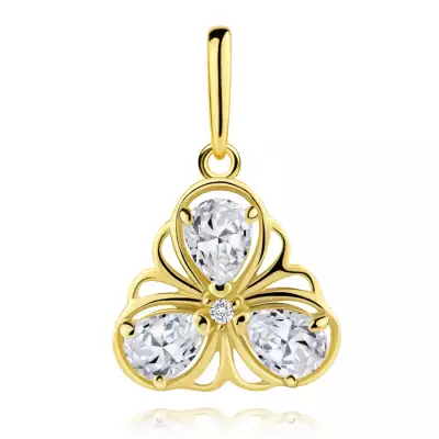9 karátos arany medál virág cirkónia szirmokkal könnycsepp alakban