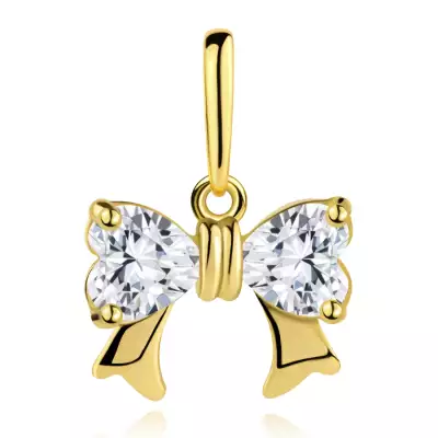 9 karátos arany medál masni motívummal és szív alakú cirkóniákkal