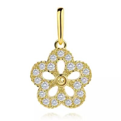 9 karátos sárgaarany medál cirkónia virággal