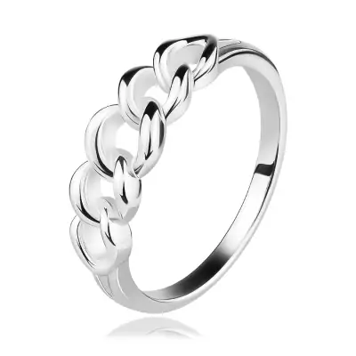 925 ezüst gyűrű - szorosan összekapcsolt láncszemek, kivágások - Nagyság_ 49