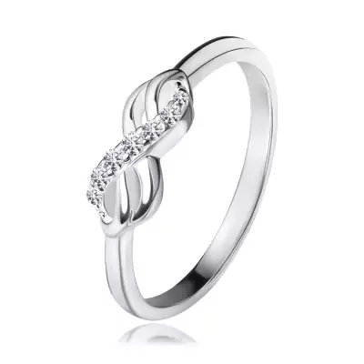 925 ezüst gyűrű - dupla végtelen szimbólum cirkónia vonallal - Nagyság_ 51