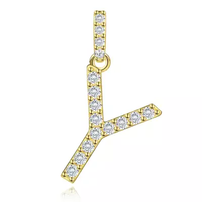 9 karátos sárga arany medál Y betűvel és cirkóniával