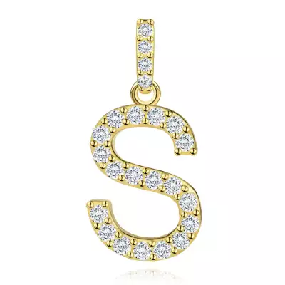 9 karátos sárga arany medál S betűvel és cirkóniával
