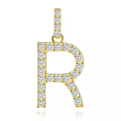 9 karátos sárga arany medál R betűvel és cirkóniával