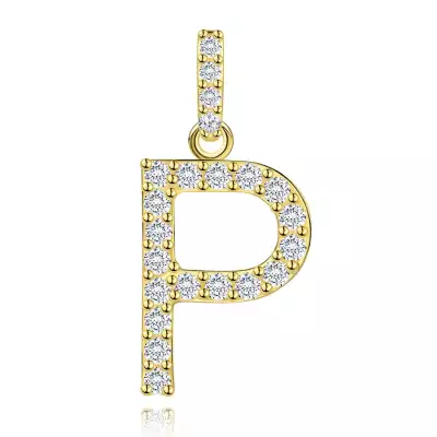 9 karátos sárga arany medál P betűvel és cirkóniával