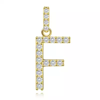 9 karátos sárga arany medál F betűvel és cirkóniával