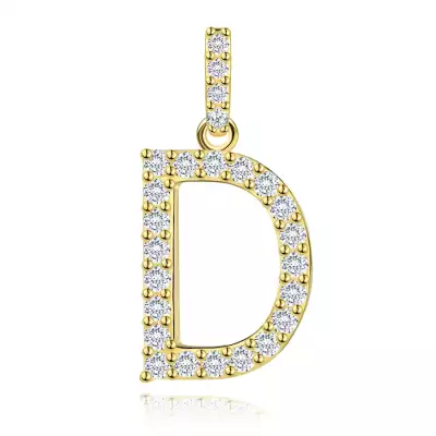 9 karátos sárga arany medál D betűvel és cirkóniával