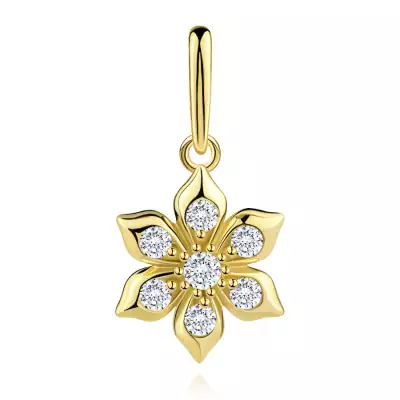 9 karátos arany medál virágzó virág formájában átlátszó cirkóniával