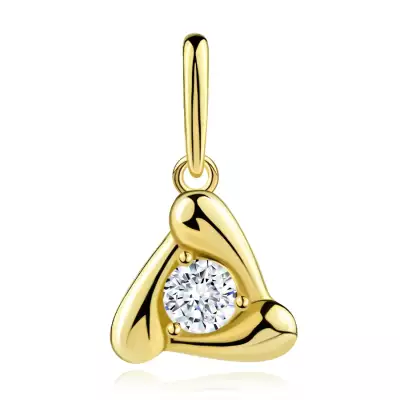9 karátos arany medál aszimmetrikus háromszög formában cirkóniával