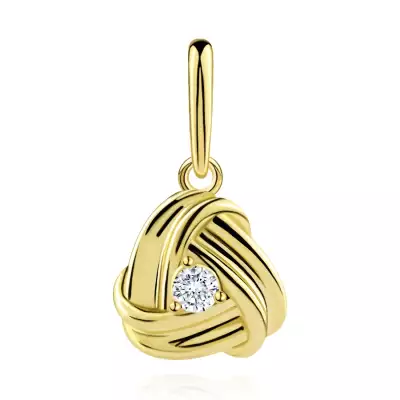 9 karátos arany medál csomó dizájnnal és átlátszó cirkóniával