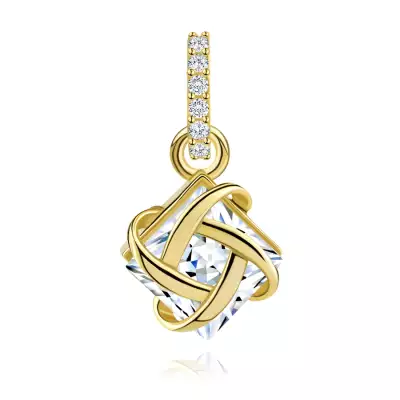 9 karátos arany medál négyzet alakú cirkóniával és fonott dizájnnal